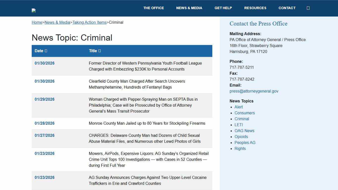 Criminal – PA Office of Attorney General