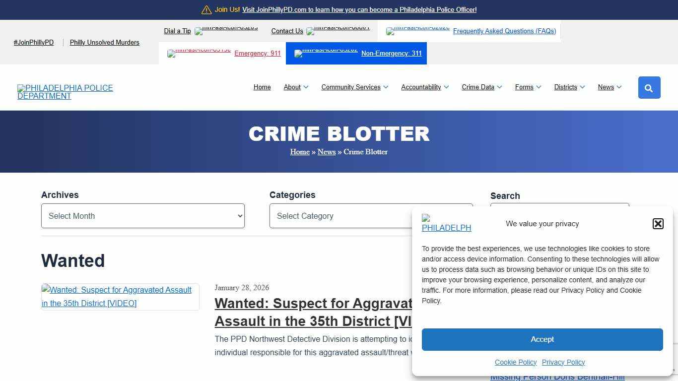 Wanted Philadelphia Police Department (PPD)